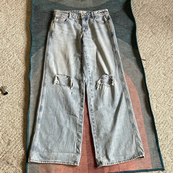 PacSun Trendy Casey Low Rise Baggy Light Indigo Distressed Wide Leg Jeans - Picture 9 of 13